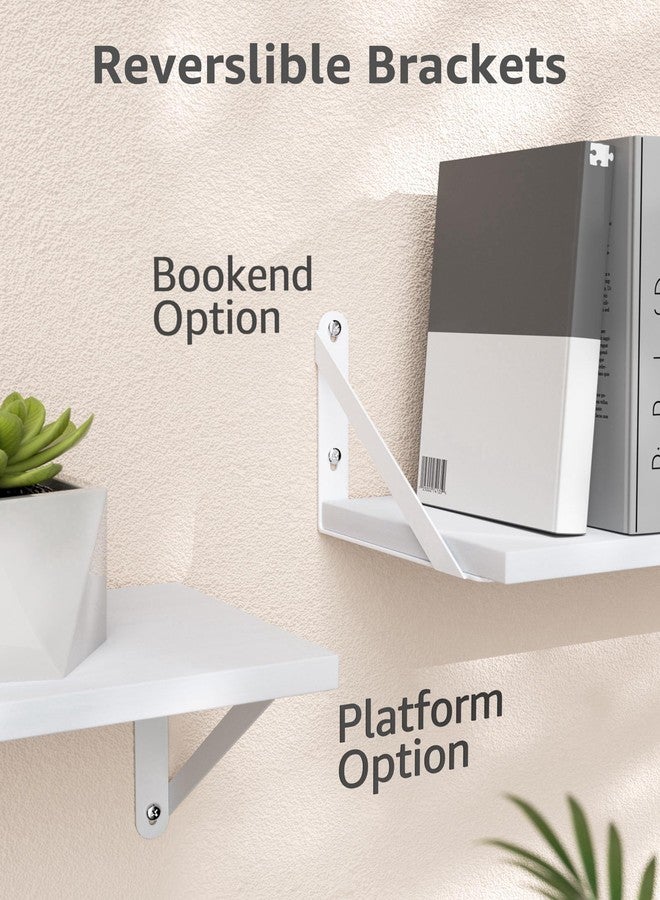 COCOYA Wall Shelves 7.3" Deep Set of 2, Solid Paulownia Wood Wider Longer Sturdy Easy to Install Wall Mounted Bookshelves Storage Shelves Bathroom Storage Office Laundry Room Bedroom Organizer White - Image 5